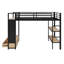 Structure de lit mezzanine en métal avec garde-robe, tablettes de rangement et panneau perforé
