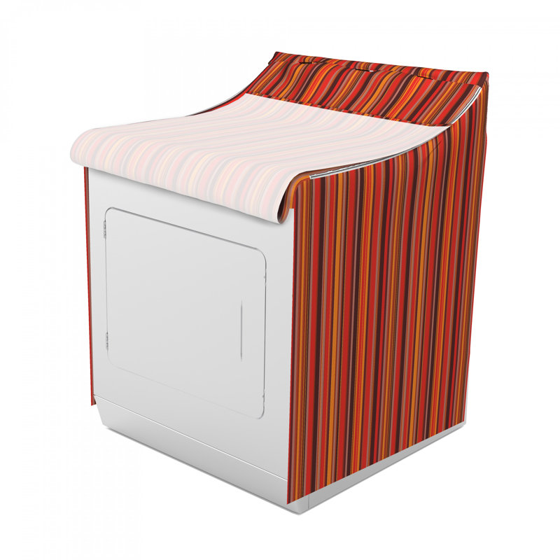 Housse verticale petite et épaisse à rayures verticales motif de machine à laver à motif artistique, Rouge