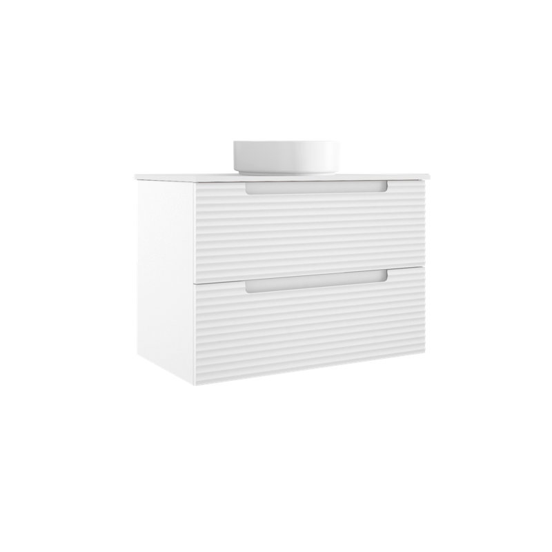 Meuble-lavabo sur pied simple 32 po avec plateau en résine Moncler, Blanc, Blanc
