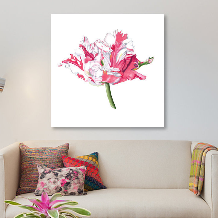 « brighton fleuris v », impression sur toile, H 26 po x l 26 po x P 1,5 po, Pas de tapis, Toile tendue