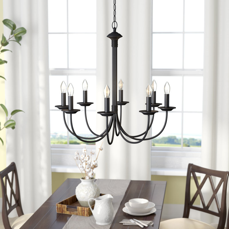 Lustre empire à 8 lumières de style bougie Richeson, H 24 po x l 26,5 po x P 26,5 po, Noir, 8