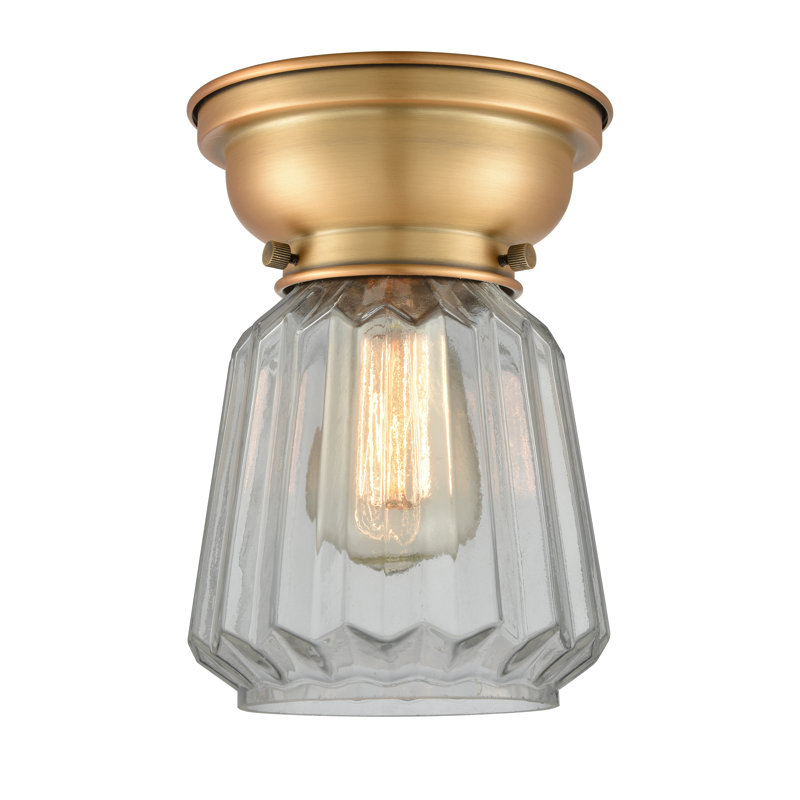 Hegg Glass Flush Mount, Clear, No Bulb Included