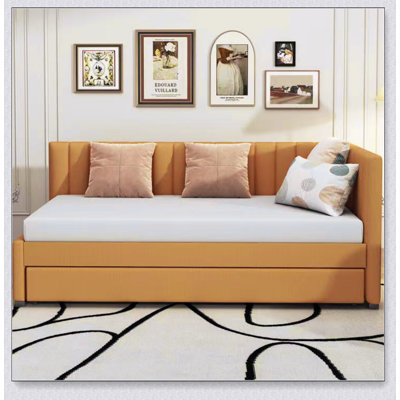 Upholstered Daybed With Trundle Twin Size Sofa Bed Frame