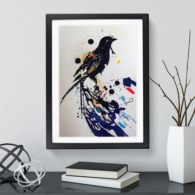 Bird Splash No.1 - Wall Art, Black Framed, 64cm H x 46cm W x 2cm D, Black