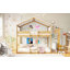Lit simple superposé en bois avec tente-1277316041