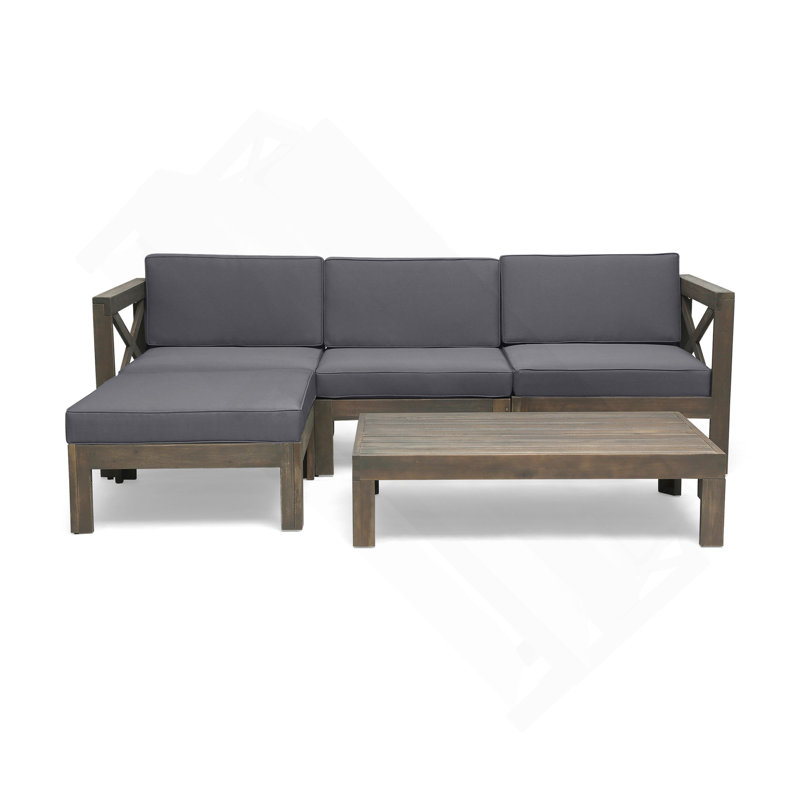 LSHAPE SOFA SET, DARK GREY, Dark Gray Cushion/Copper Frame