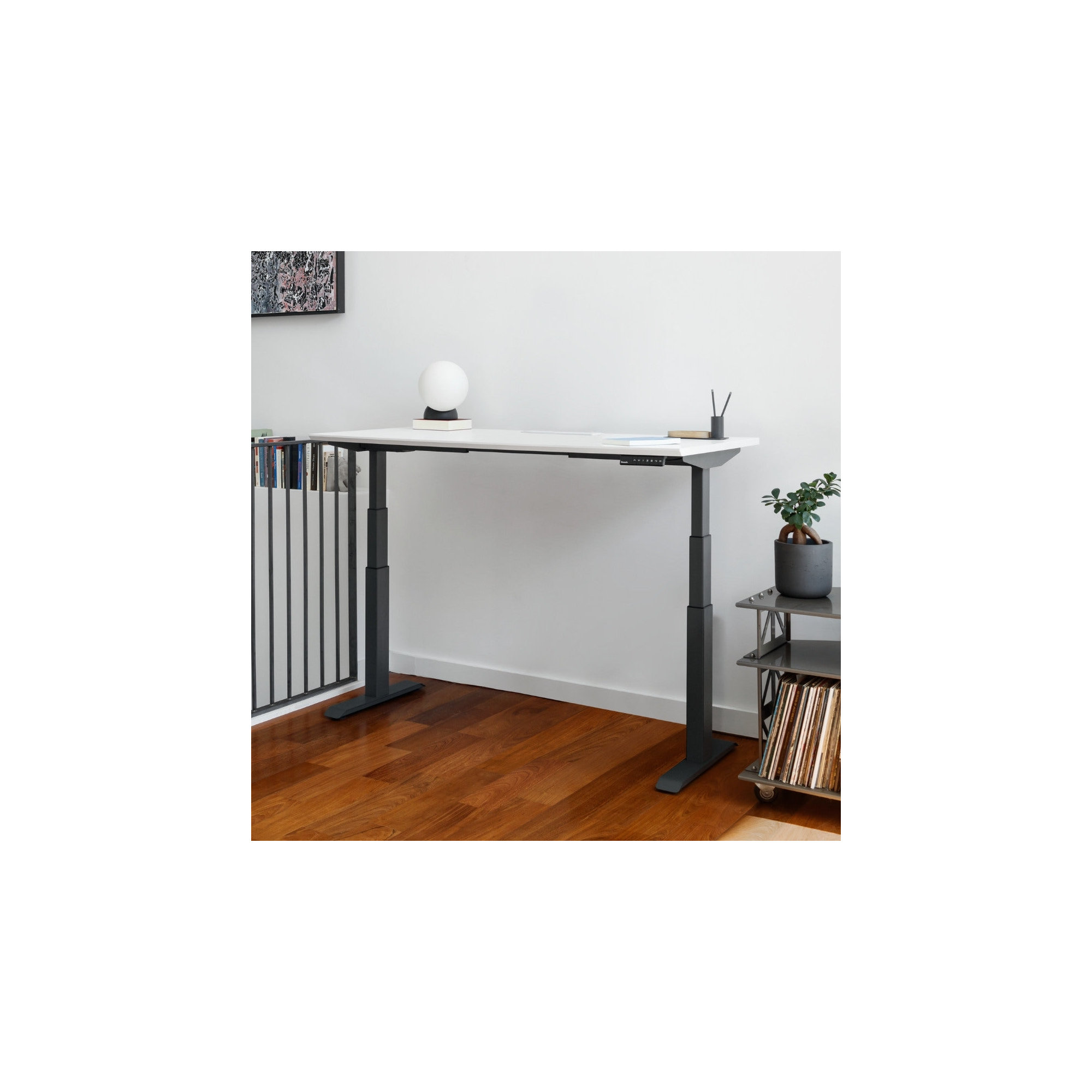 Standing Desk, White, 52" H x 48" W x 30" D, Charcoal