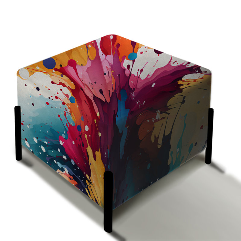 Multicolore peinture éclaboussure tourbillon harmonie - repose-pieds carré abstrait