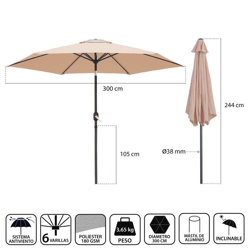 Potterville 300cm Tilt Market Parasol