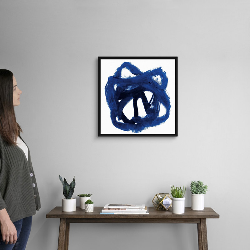"Eternal Indigo I" par PI studio, reproduction d’art sur toile, H 22 po x l 22 po x P 1,75 po, Toile avec cadre noir