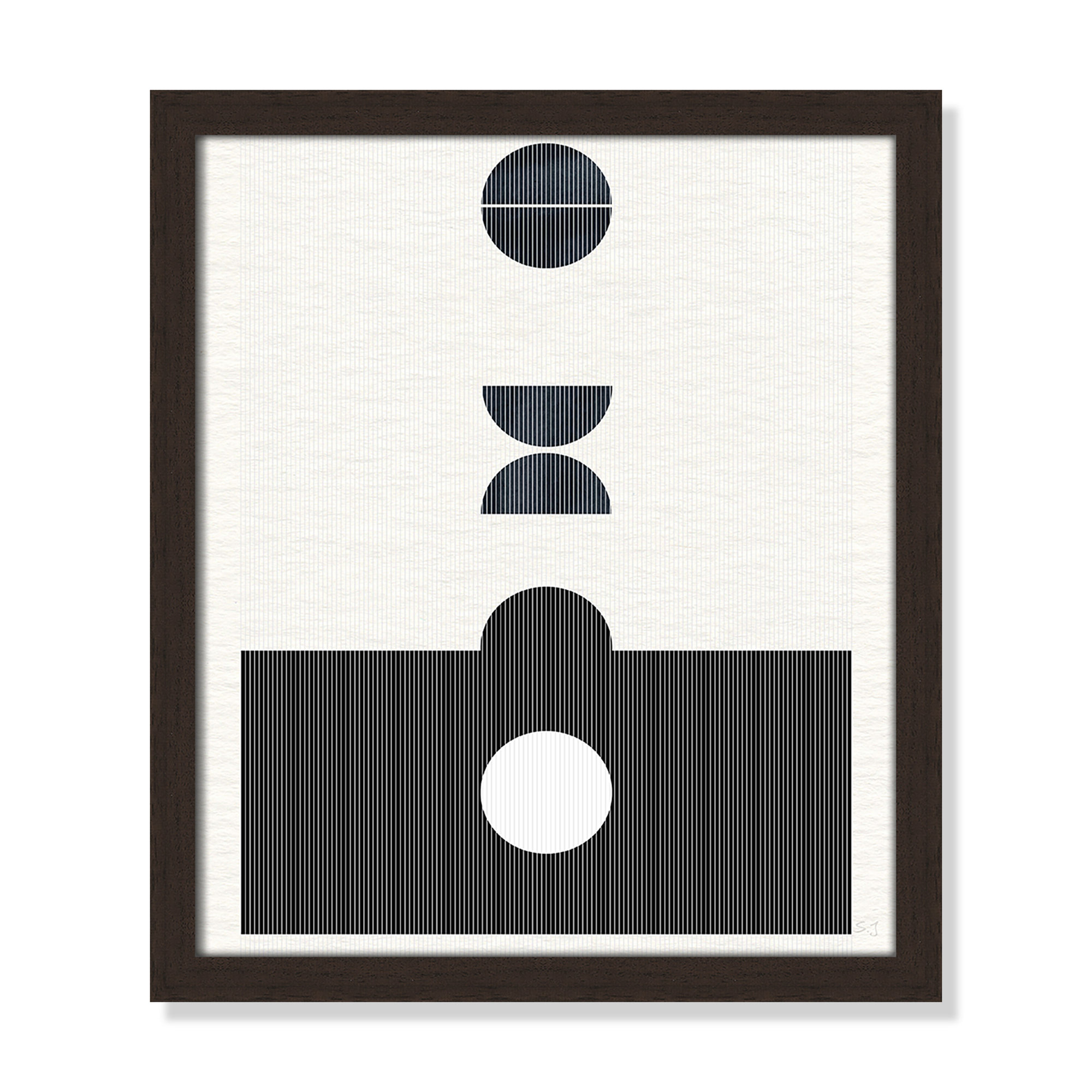 Eclipse I by Susan Jill, Open Grain Walnut Framed, 15" H x 13" W x 0.75" D