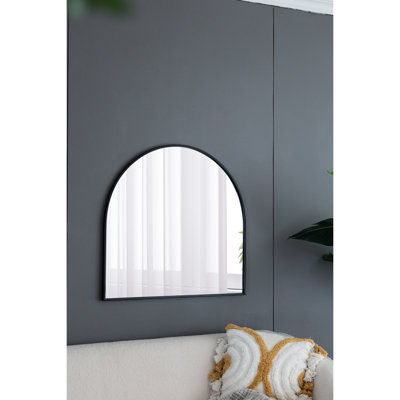 Miroir de salle de bain noir avec cadre en fer noir, 33 po x 31 po, pour chambre à coucher, vestibule, miroir