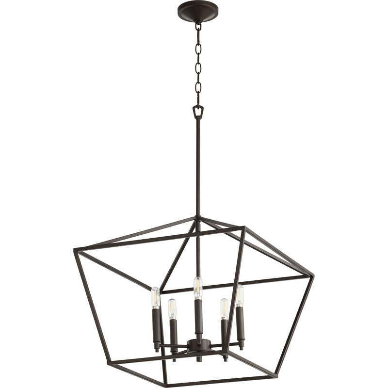 Arletta 5 - Light Dimmable Lantern Chandelier, Oiled Bronze