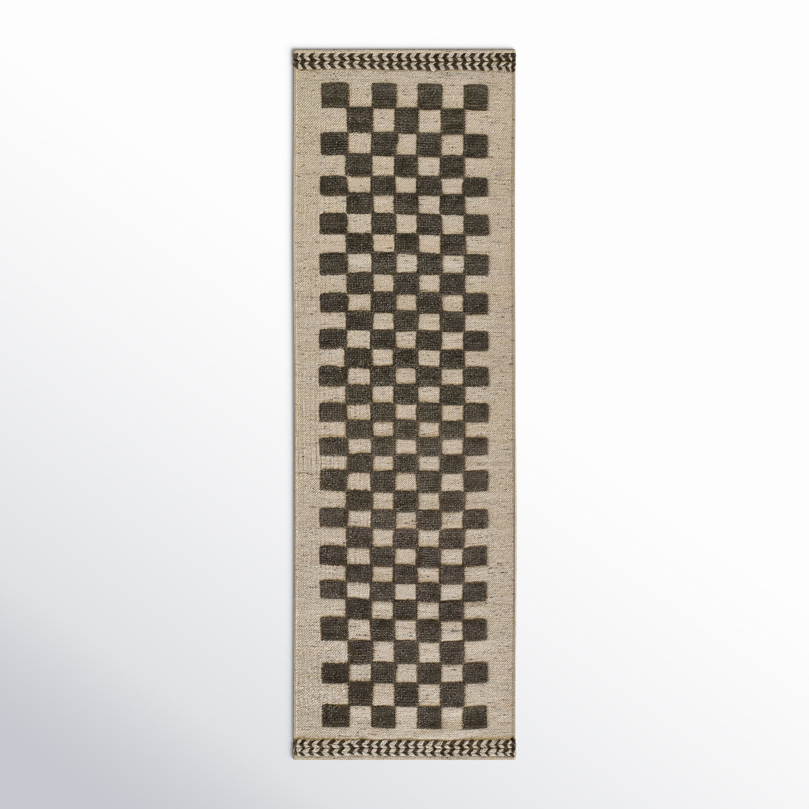 Azle Charcoal Beige Hand-Woven Wool Rug, Runner 2'6" x 8'