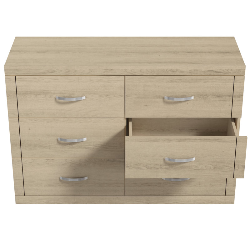Avigail 6 Drawer 46.45'' W Double Dresser, Beige/Brown