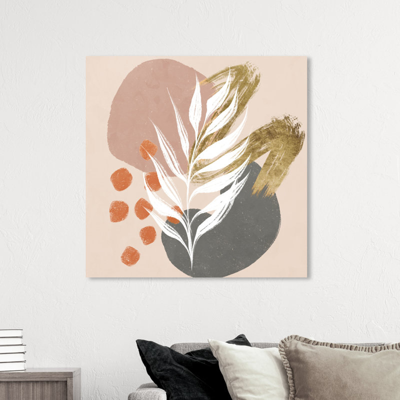Circles And Brush Strokes Botanical Painting Painting, 40" H x 40" W, Wrapped Canvas