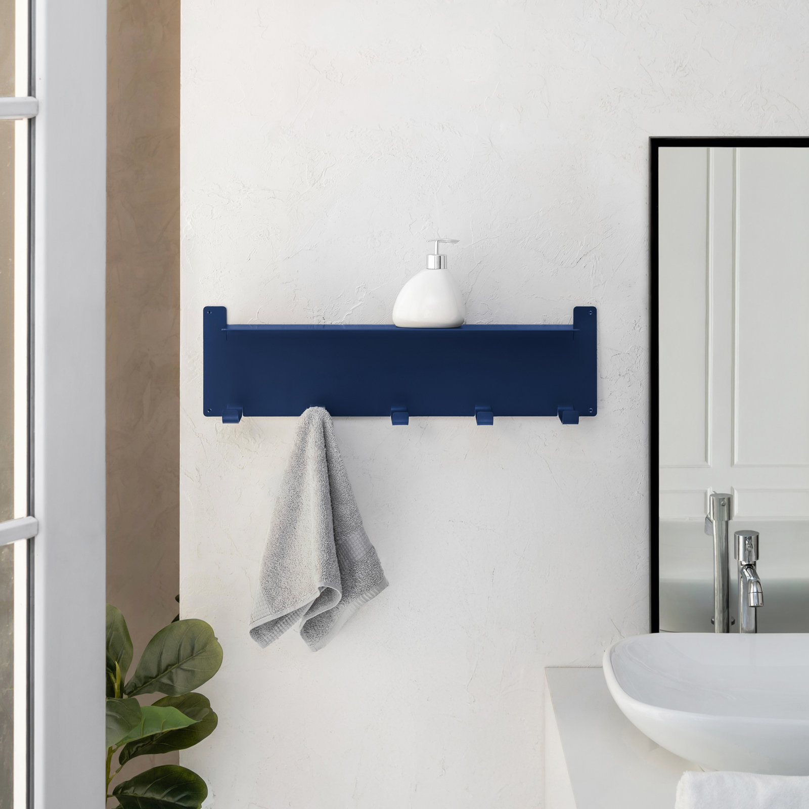 Ackworth Iron 5-Hook Wall-Mounted Hook, Estate Blue