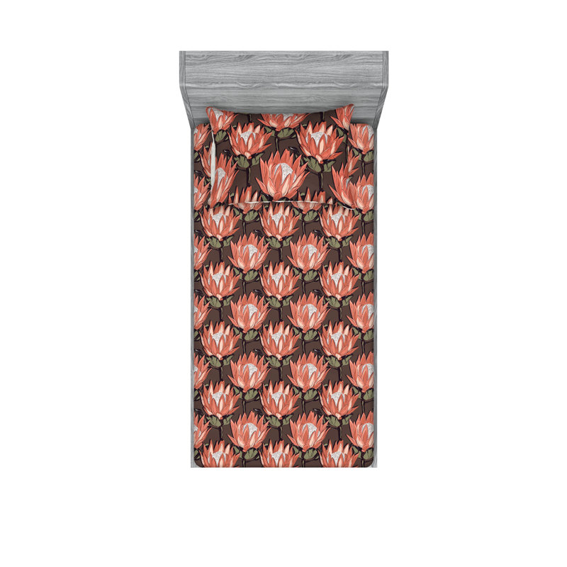 Drap-housse et taie décorative Ambesonne, Ensemble de draps pour lit simple avec 1 taie d'or