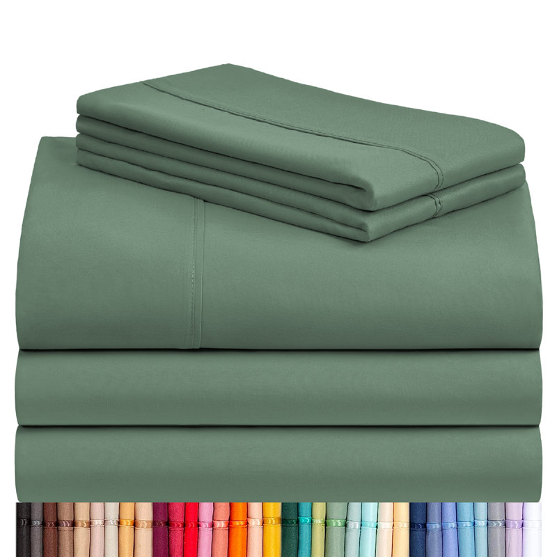 Luxclub 4 PC Tree Moss California King Silky Soft Cooling Deep Pocket Performance Sheet Set, Tree Moss