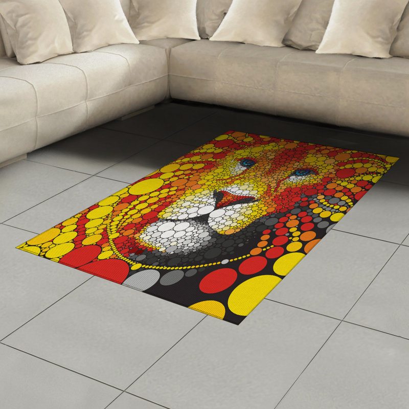 Fractal High Density Long Fiber Poly Threads Decorative Area Rug Carpet, Rectangle 4' x 5'8"