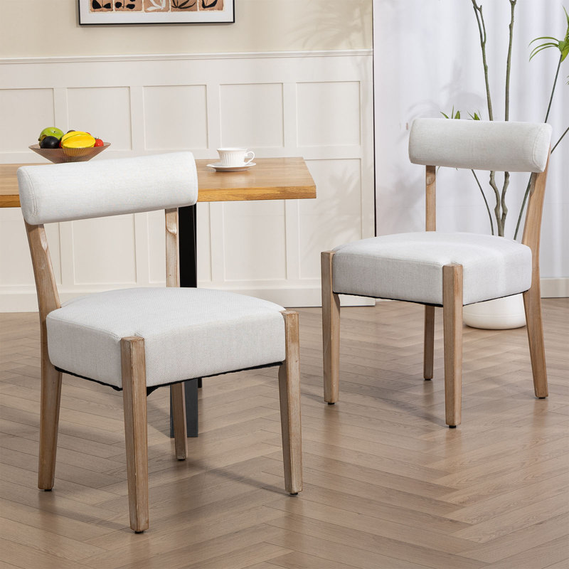 Chaises de salle à manger rembourrées en lin massif, Beige