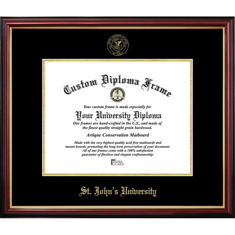 Cadre de petit diplôme de l'Université St. Johns, L 11 po x H 8,5 po, NCAA St. Johns University