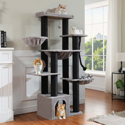 67 Large Cat Tower For Indoor Cats Large Adult With 7 Thick Scratching Posts, Multi-Level Condo, Big Perch & Hammocks