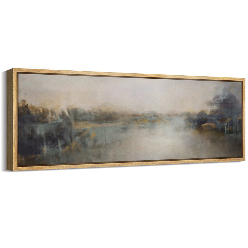 Rustic Countryside River Landscape Impressionistic Nature Scene, reproduction d'art sur toile, H 20 po x l 60 po, Naturel