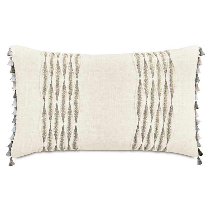 Coussin Rosecliff, Rectangle H 13 po x l 22 po, Blanc géométrique