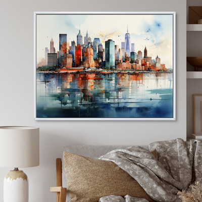 «Dreamy New York Scenery Retro Watercolor I», reproduction sur toile