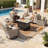 High Density Pe Cane Outdoor Sofa With Stove And Swivel Chair-533559667
