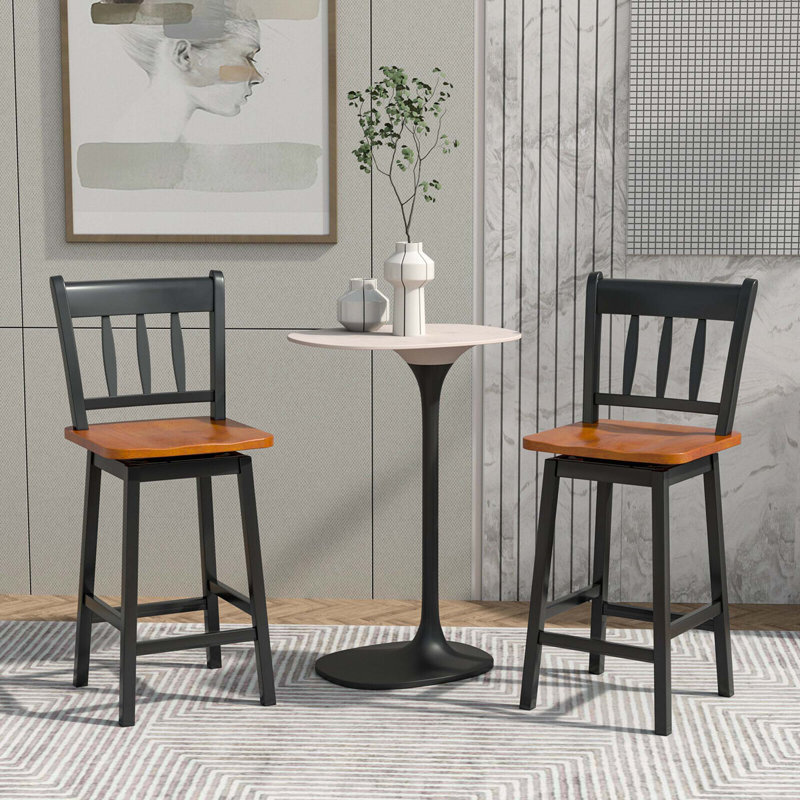Otis Swivel Solid Wood Counter Extra Tall Stool, Black, 4