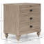 Table de chevet 3 tiroirs en sable, bois massif +, intérieur supérieur doublé de feutre, tiroir inférieur, ports de chargement A et C, 28,93 po Table de chevet à hauteur de sable élevée 3, profondeur 28