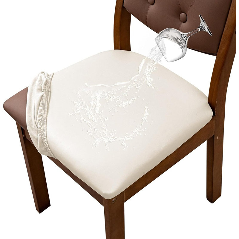Housses de chaises de salle à manger - Beige - Ensemble de 6/90% polyester, 10% élasthanne / extensible / imperméable / antidérapant / lavable / cuisine et salle à manger