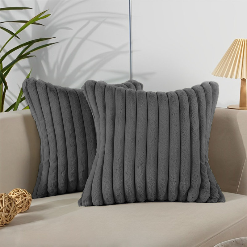 Cotton Square Cushion, Grey, 17cmH x 17cmW