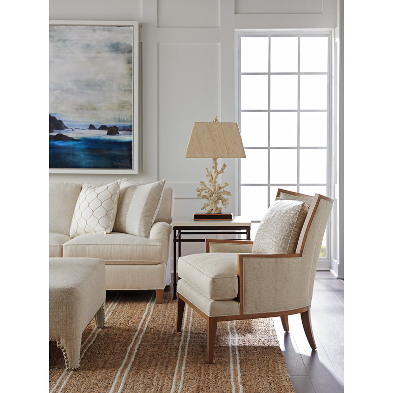 Barclay Butera Upholstery Barrel Chair, Shell Leg/Gray Cushion