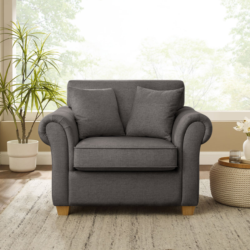 Divanique 40.94'' W Upholstered Accent Chair, Dark Gray  Polyester Blend