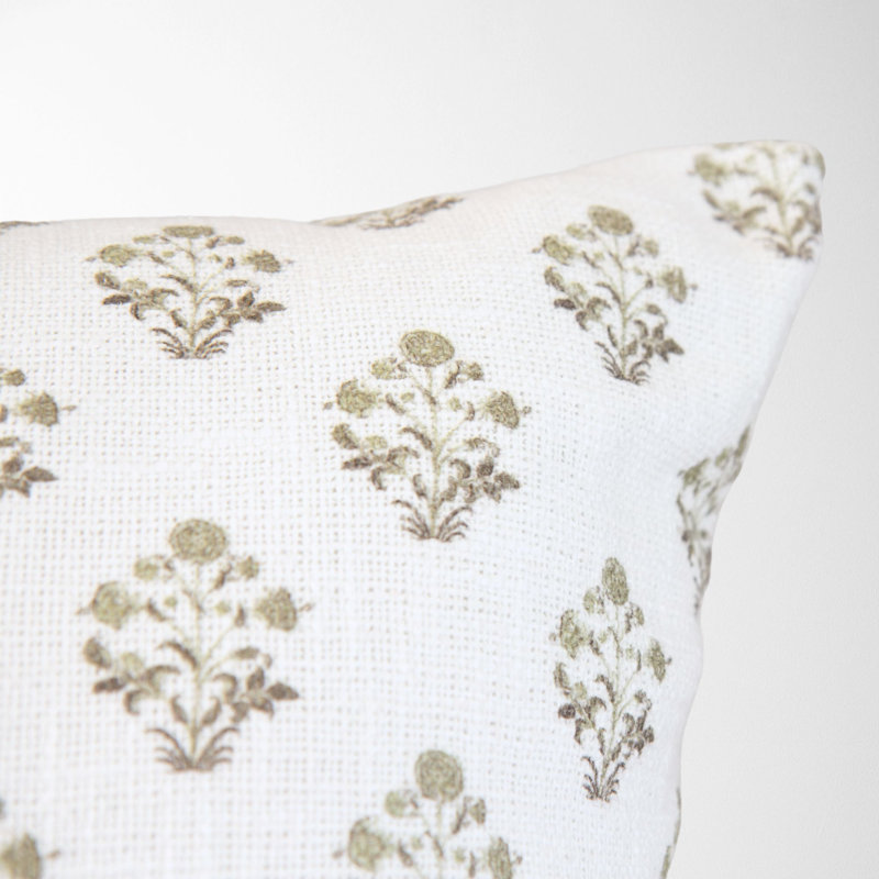 Floral Cotton Pillow Cover, Square, Gold Floral