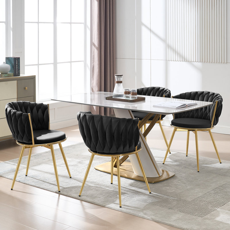 Dining Room Chairs, Kitchen Chairs, Living Room Chairs, With Metal Frame, Ergonomic, 360° Rotation, For Kitchen, Living Room, Balcony, Velvet Seat