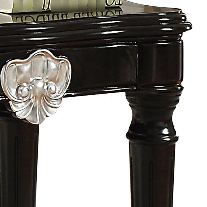 Table de bout noire avec support stable et pieds de table en bois
