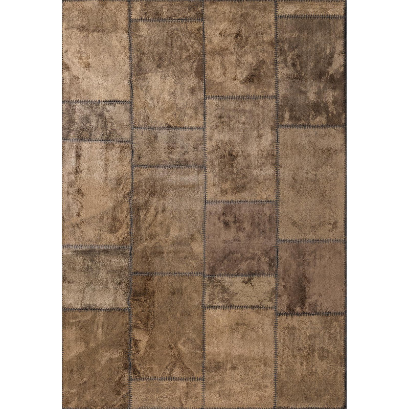 Rapture Patchwork Area Rug in Brown, Rectangle 6'7" x 8'3"