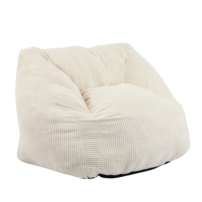- Fauteuil à billes en fausse fourrure beige inspiré pour les espaces de vie compacts avec base en mousse déchiquetée, petit espace confortable et support structuré