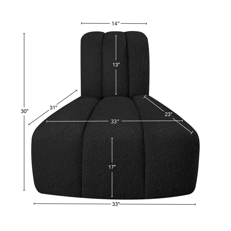 Chaise d'appoint rembourrée Hovanec, Tissu bouclé noir