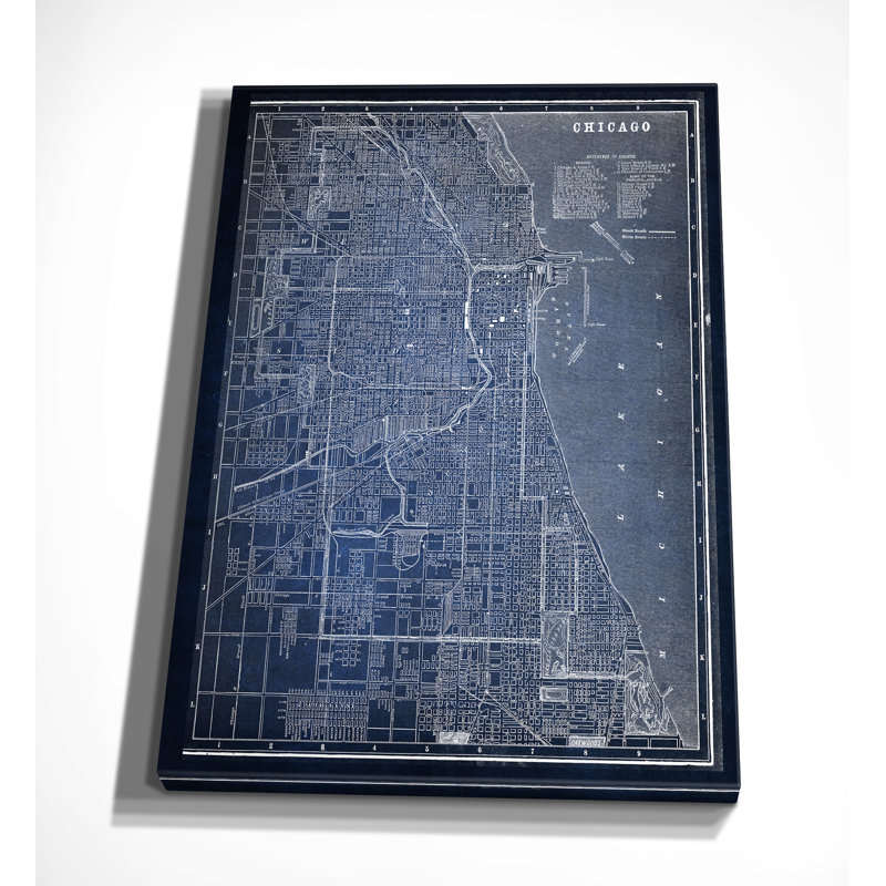 «Chicago Sketch Map», reproduction d'art graphique sur toile encadrée, H 30 po x l 40 po x P 1,5 po