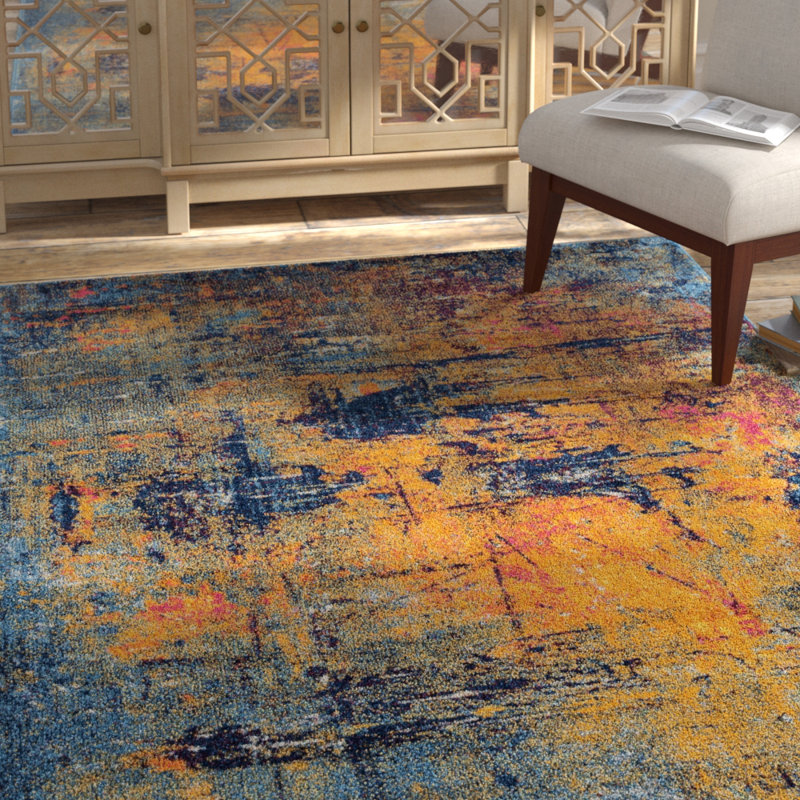 Felan Abstract Durable Performance Indoor Area Rug, Rectangle 7'9" x 11'