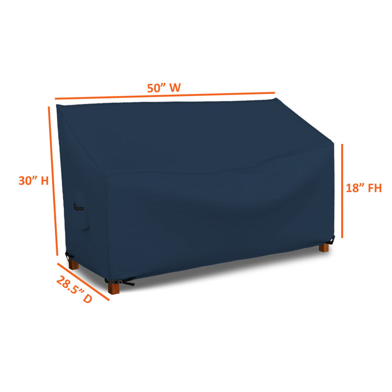 HeavyDuty Multipurpose Waterproof Outdoor Bench Cover, Patio Lounge 3-Seat Deep Bench Cover, 28.5" H x 50" W x 30" D, Blue