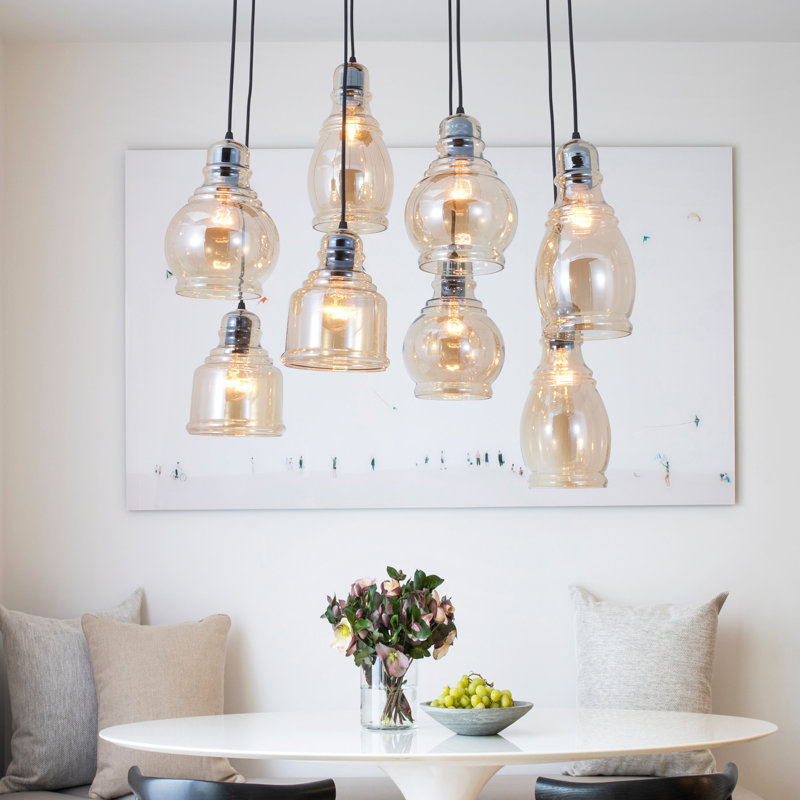  8 - Light Dimmable Cluster Pendant With Matte Black Finsh