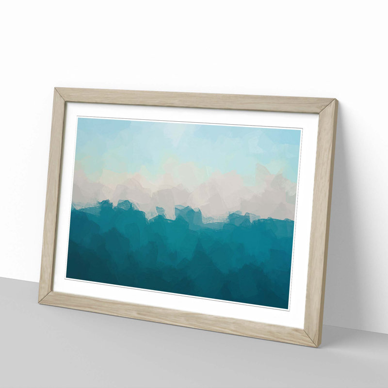 Sky on Top of the Ocean in Abstract - Picture Frame Graphic Art Print, 27cm H x 36cm W x 2cm D, Oak Framed