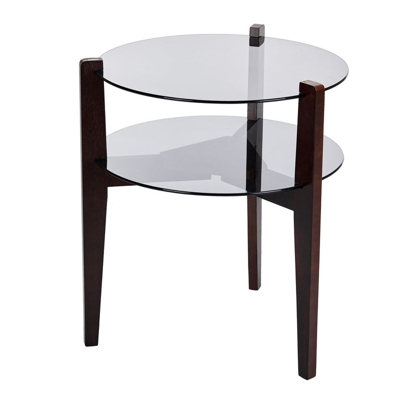 Table de bout moderne à deux niveaux Magnum, Brun