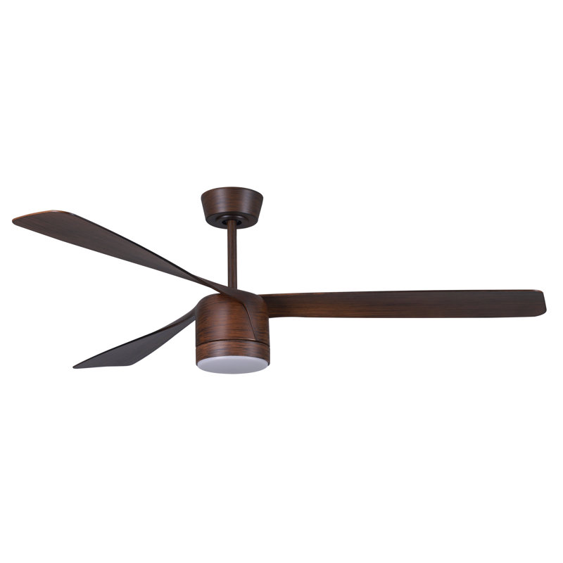 Peregrine 56in 3-Blades Indoor/Outdoor Ceiling Fan with Remote Control and Light, Dark Koa